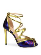 Gucci Bette Tiger Metallic Leather Sandals