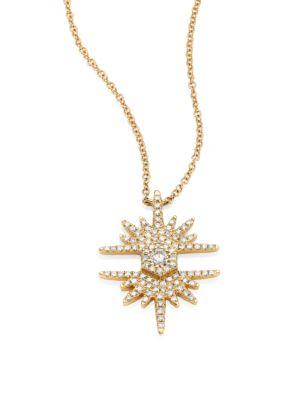Ron Hami Lovebolt Diamond & 18k Yellow Gold Burst Pendant Necklace