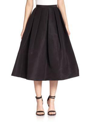 Tibi Silk Faille Pleated A-line Skirt