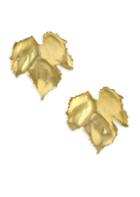 Oscar De La Renta Painted Grape Leaf Button Clip-on Earrings
