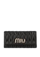 Miu Miu Crystal-embellished Matelasse Leather Continental Wallet