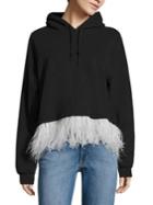 Opening Ceremony Feather-trim Cropped Hooded Sweatshirt