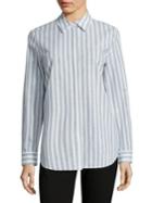 Lafayette 148 New York Brody Striped Cotton And Linen Blouse