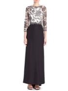 Tadashi Shoji Floral Lace And Crepe Gown