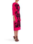 Dolce & Gabbana Lace Applique Wool Crepe Dress
