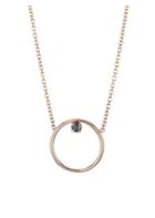 Zoe Chicco 14k Rose Gold & Black Diamond Medium Circle Pendant Necklace
