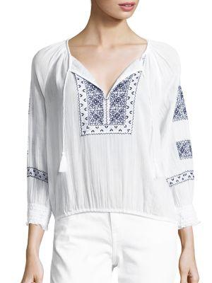 Joie Riccie Embroidered Cotton Blouse