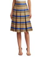 Akris Punto Pleated Striped Skirt