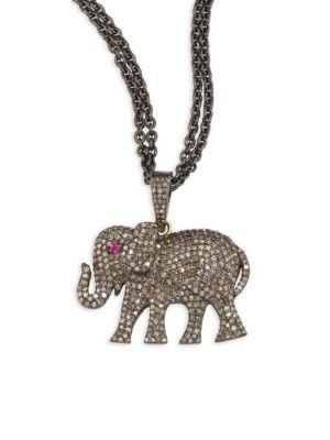 Nina Gilin Diamond Elephant Pendant Necklace