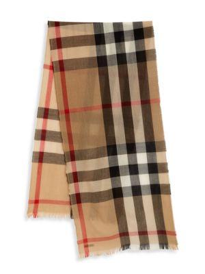 Burberry Plaid Cashmere And Wool Blend Scarf