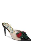 Gucci Leather Web Bow Mid-heel Slides