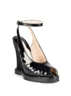 Bottega Veneta Patent Leather Peep-toe Espadrille Wedge Sandals