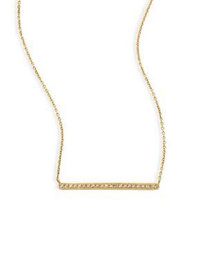 Sydney Evan Micropave Diamond & 14k Yellow Gold Bar Necklace