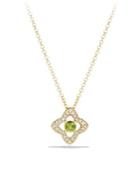 David Yurman Venetian Quatrefoil Pendant Necklace With Peridot And Diamonds In 18k Gold