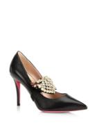 Gucci Virginia Heart Crystal Leather Pumps