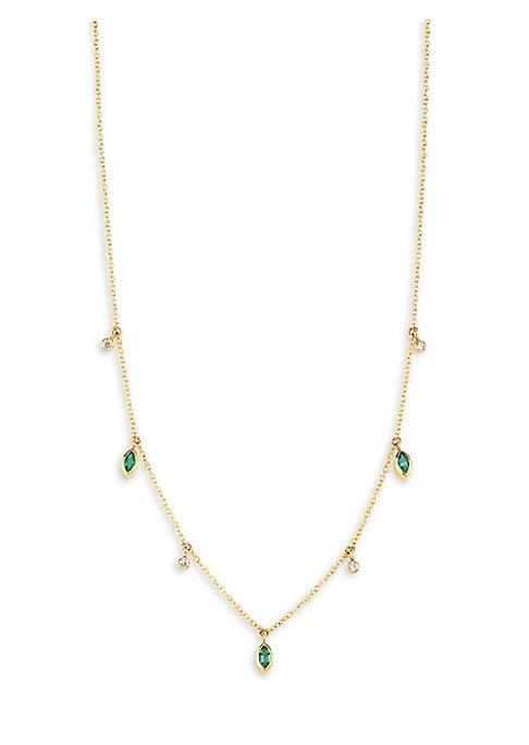 Zoe Chicco Gemfields Diamond, Emerald & 14k Yellow Gold Necklace