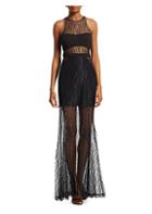 Halston Heritage Sheer Lace Evening Gown