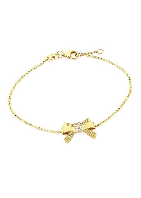 Roberto Coin Princess Cinderella 18k Yellow Gold & Diamond Bow Pendant Bracelet
