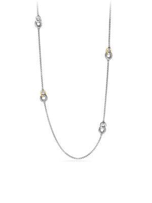 David Yurman Belmont Curb Link Four Station Necklace With Gold