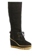 See By Chloe Ethel Suede Lace-up Wedge Boots