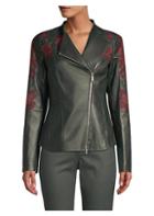 Lafayette 148 New York Aimes Embroidered Leather Moto Jacket