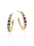Temple St. Clair Small Eternity Blue Sapphire & 18k Yellow Gold Hoop Earrings/0.4