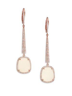 Meira T Druzy, Mother-of-pearl, Diamond & 14k Rose Gold Pendant Drop Earrings