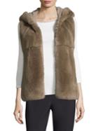 Peserico Rabbit Fur & Knit Hooded Vest