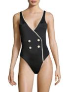 Solid And Striped One-piece Juliette Swimsuit