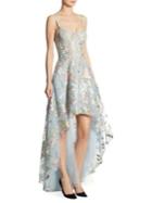 Marchesa Notte Embroidered Tulle Hi-lo Gown