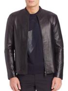 Emporio Armani Long-sleeve Leather Jacket