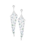 Adriana Orsini Azure Colored Crystal Long Chandelier Earrings