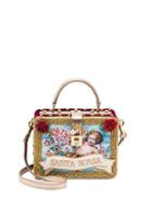 Dolce & Gabbana Velvet Applique Convertible Silk Top Handle Bag