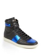 Saint Laurent Metallic Colorblocked Leather High-top Sneakers