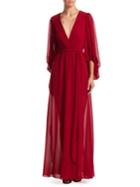 Halston Heritage Plissed Ruffled Gown