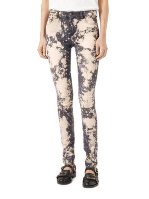 Gucci Embroidered Stretch Denim Skinny Pants