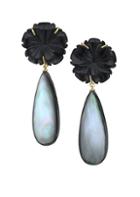 Lizzie Fortunato Night Bloom 18k Goldplated, Black Agate & Abalone Shell Drop Earrings