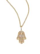Sydney Evan Mini Hamsa Pave Diamond & 14k Yellow Gold Pendant Necklace
