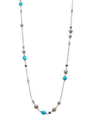 John Hardy Dot Turquoise, Swiss Blue Topaz, Black Sapphire & Sterling Silver Sautoir Station Necklace