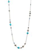John Hardy Dot Turquoise, Swiss Blue Topaz, Black Sapphire & Sterling Silver Sautoir Station Necklace