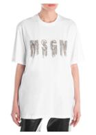 Msgm Chain Embroidered Logo Tee