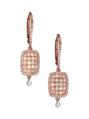 Meira T Diamond & 14k Rose & White Gold Ice Drop Earrings