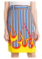 Prada Flame Striped Cotton Wrap Skirt