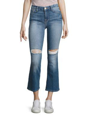 Frame Le Cropped Distressed Mini Bootcut Jeans