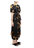 Simone Rocha Flower Ruffle Midi Silk Dress