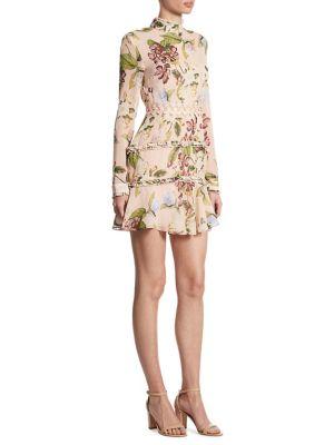 Nicholas Evie Ruffled Floral-print Silk Dress