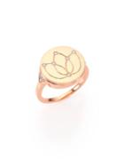 Devon Woodhill 18k Polished Rose Gold & Diamond Lotus Signet Ring