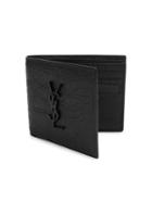 Saint Laurent Croc-embossed Monogram Leather Wallet