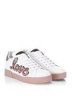 Dolce & Gabbana Embroidered Lace-up Sneakers