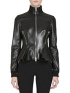 Givenchy Leather Zip-front Peplum Jacket